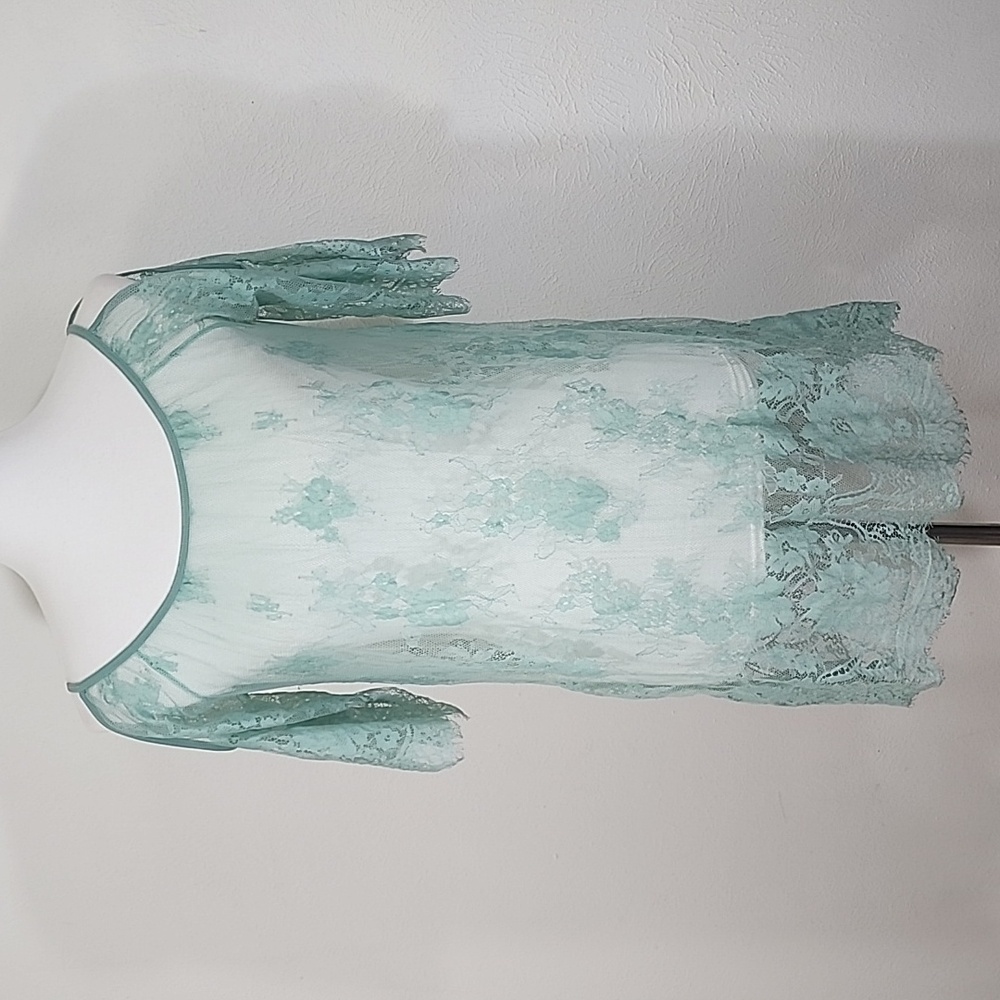 Y2K Avid Love lace seafoam blue/green coldshoulder swim cover/dress sz S
